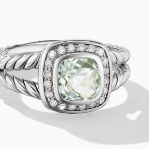 Authentic David Yurman Diamond and Prasolite Petite Albion Ring.